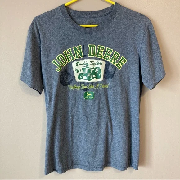 John Deere Tee Shirt Size Small Grey Green Yellow - Picture 2 of 5